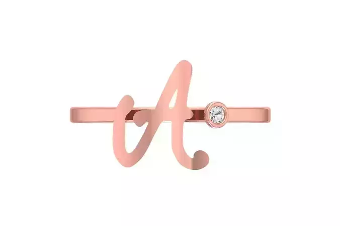 Open End A Alphabet Ring 3dm STL OBJ FBX Render Details