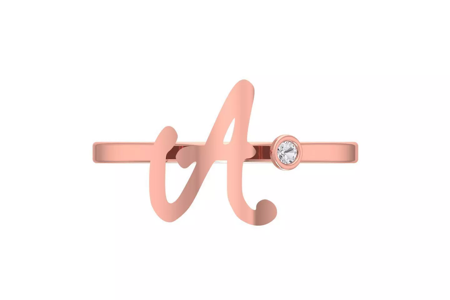 Open End A Alphabet Ring 3dm STL OBJ FBX Render Details 3D print model_0