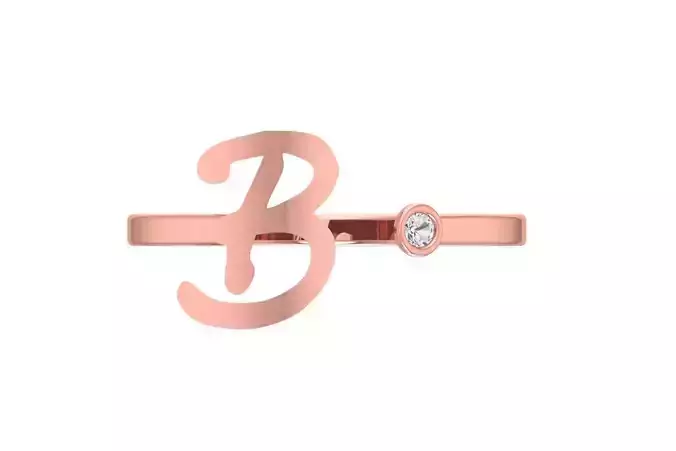 Open End B Alphabet Ring 3dm STL OBJ FBX Render Details