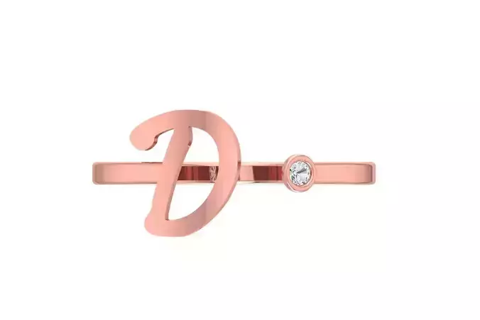 Open End D Alphabet Ring 3dm STL OBJ FBX Render Details