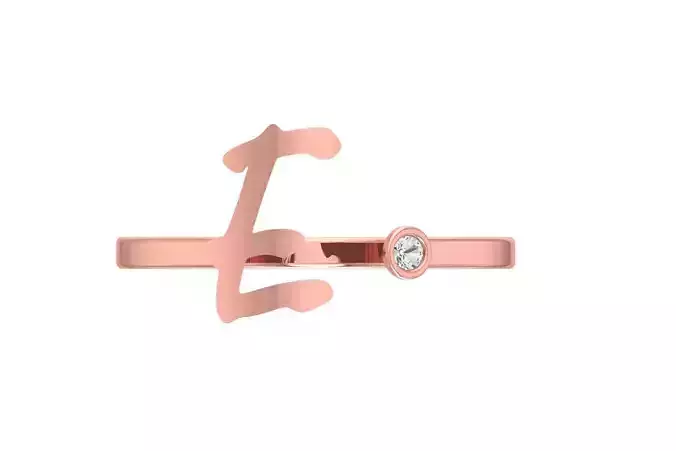 Open End E Alphabet Ring 3dm STL OBJ FBX Render Details