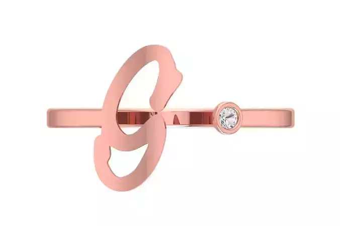 Open End G Alphabet Ring 3dm STL OBJ FBX Render Details