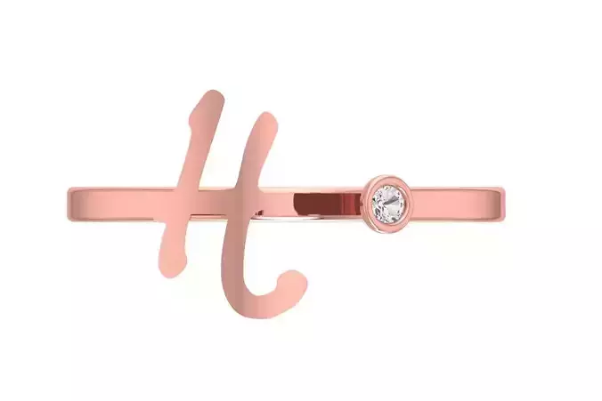 Open End H Alphabet Ring 3dm STL OBJ FBX Render Details
