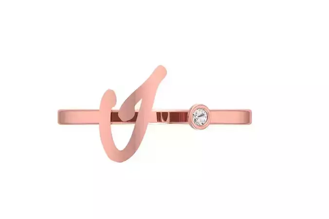 Open End I Alphabet Ring 3dm STL OBJ FBX Render Details