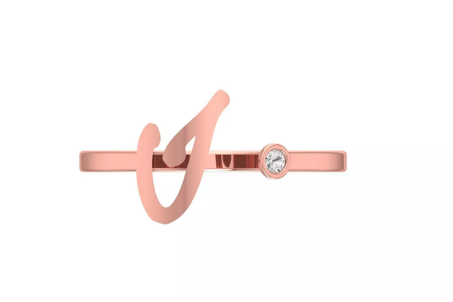 Open End I Alphabet Ring 3dm STL OBJ FBX Render Details 3D print model_0