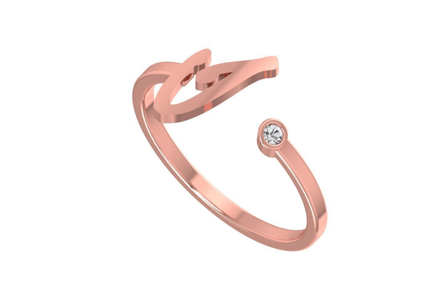 Open End I Alphabet Ring 3dm STL OBJ FBX Render Details 3D print model_1