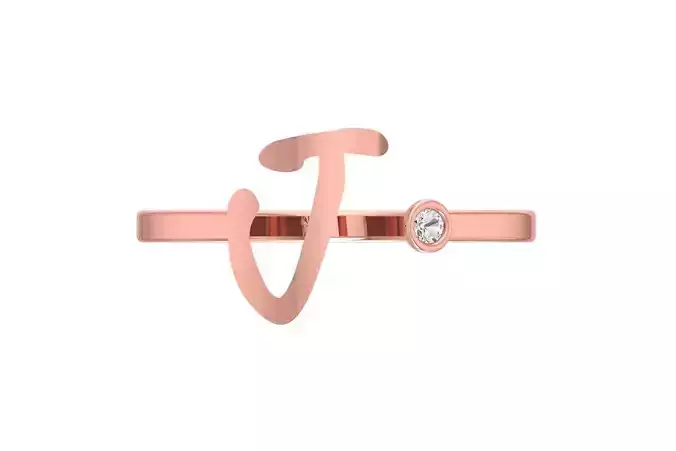 Open End J Alphabet Ring 3dm STL OBJ FBX Render Details