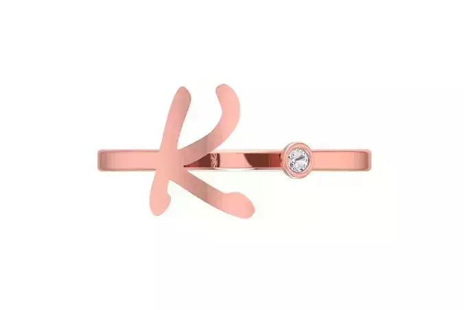 Open End K Alphabet Ring 3dm STL OBJ FBX Render Details