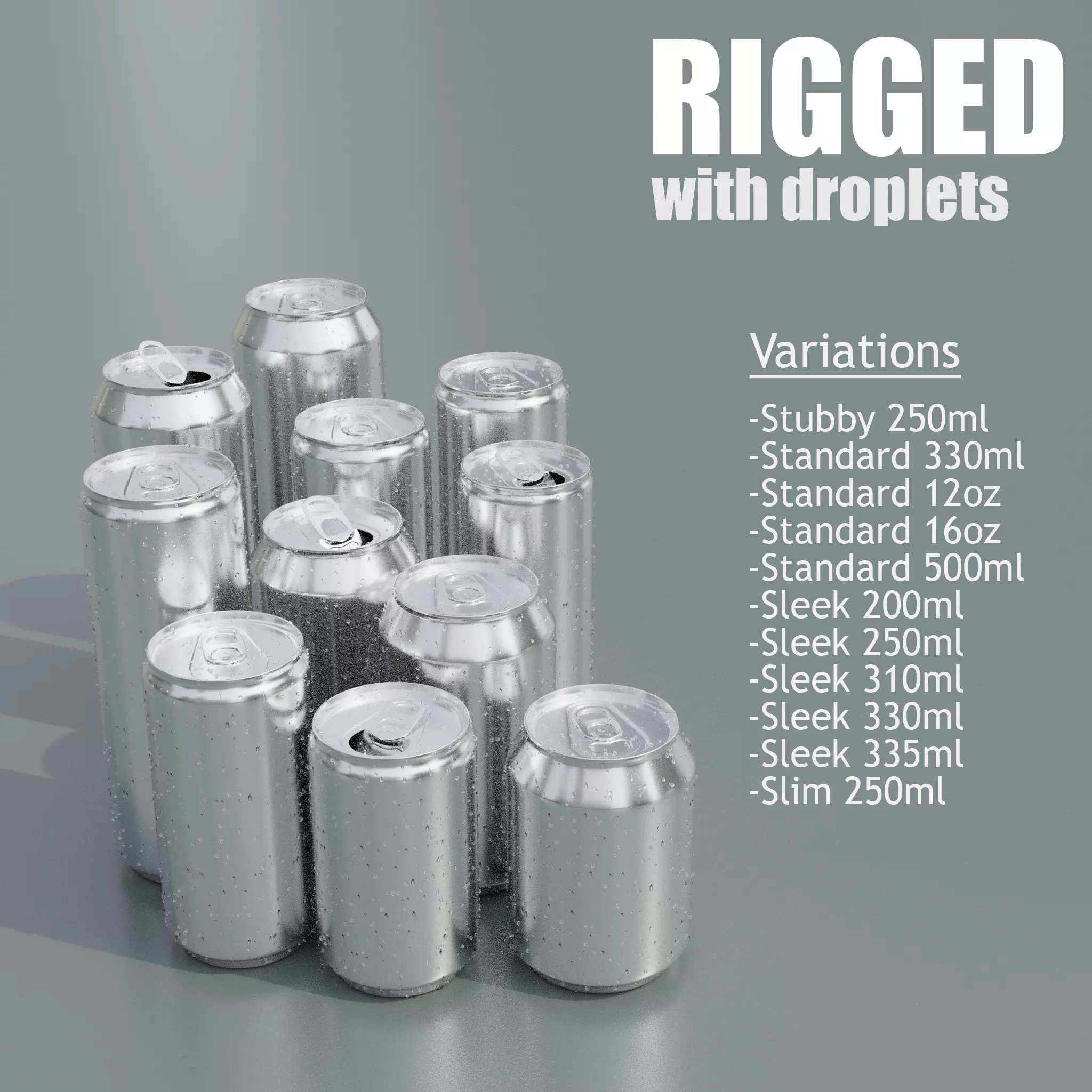 Beverage soda cans Value Pack - RIGGED Low-poly 3D model_0