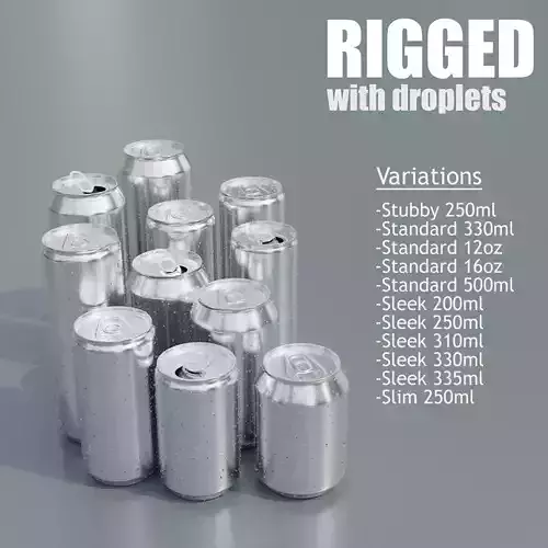 Beverage soda cans Value Pack - RIGGED Low-poly 3D model