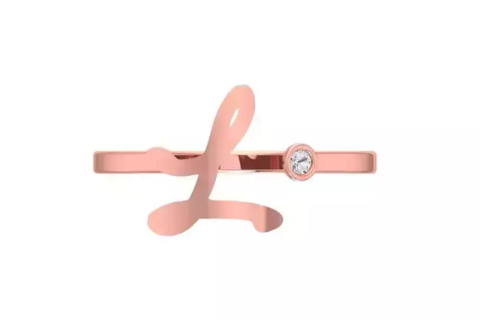 Open End L Alphabet Ring 3dm STL OBJ FBX Render Details