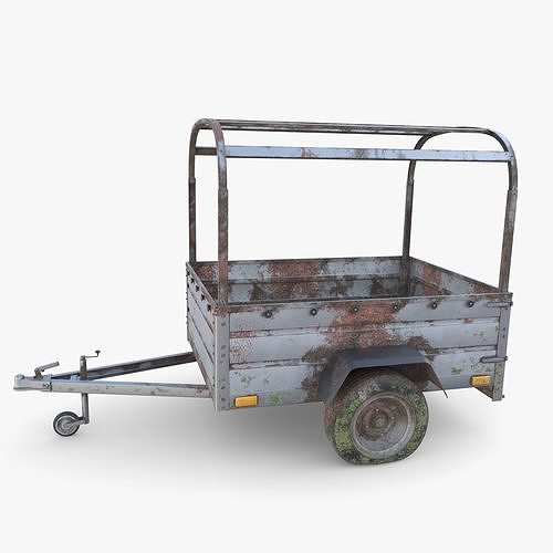 Cargo Trailer v2 weathered Low-poly 3D model 2