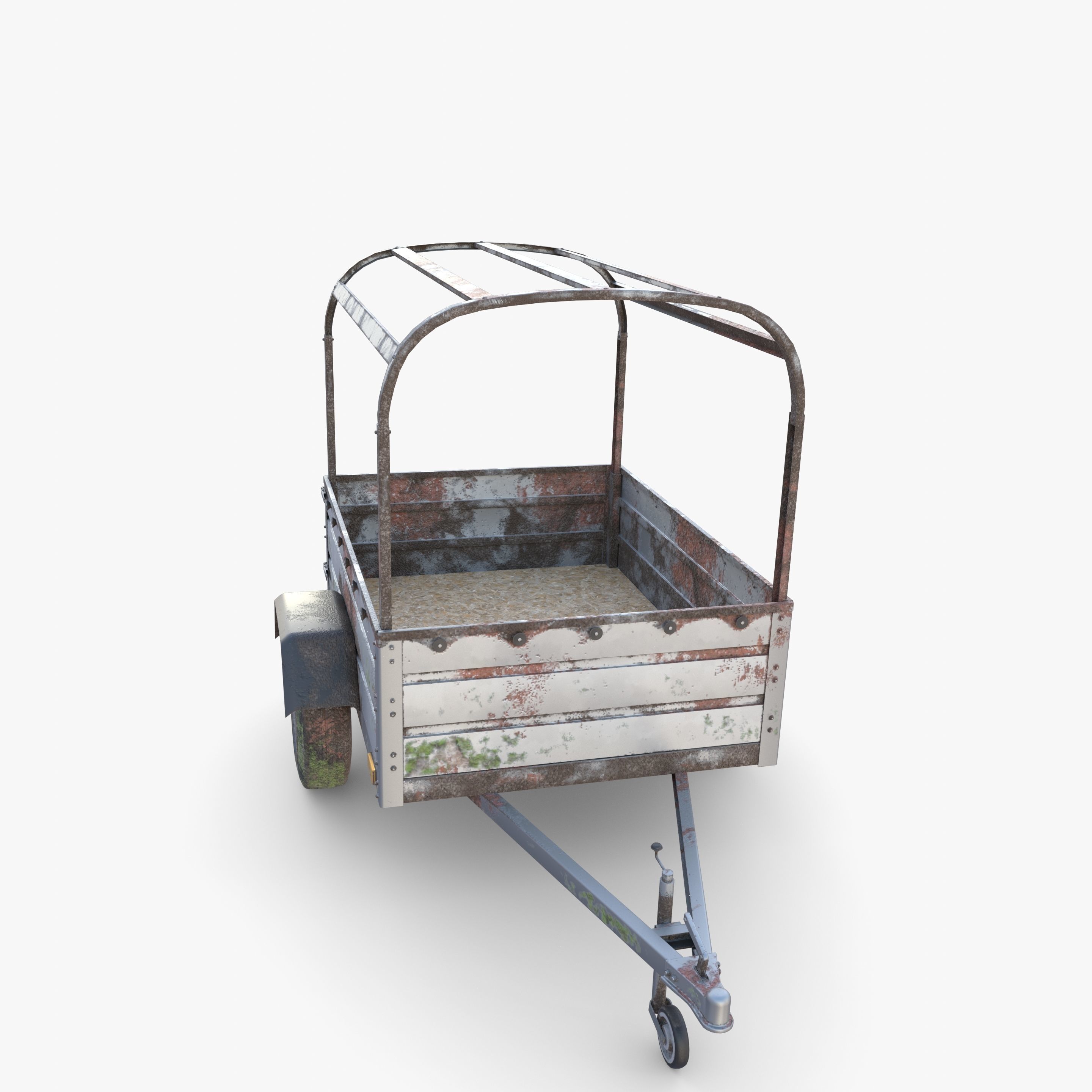 Cargo Trailer v2 weathered Low-poly 3D model_19