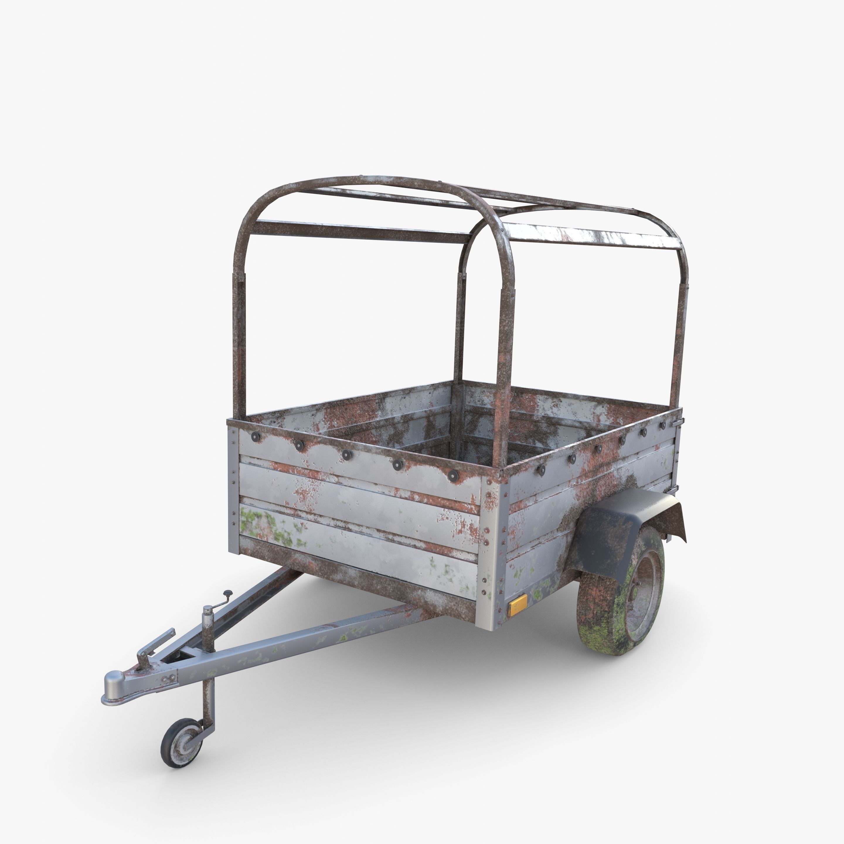Cargo Trailer v2 weathered Low-poly 3D model_10