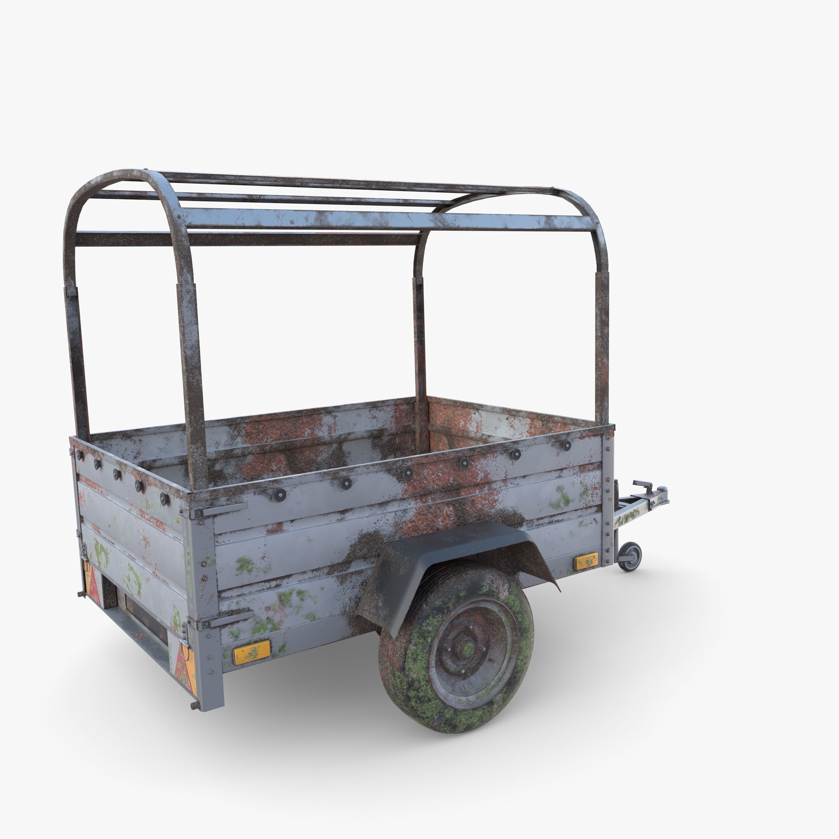 Cargo Trailer v2 weathered Low-poly 3D model_5