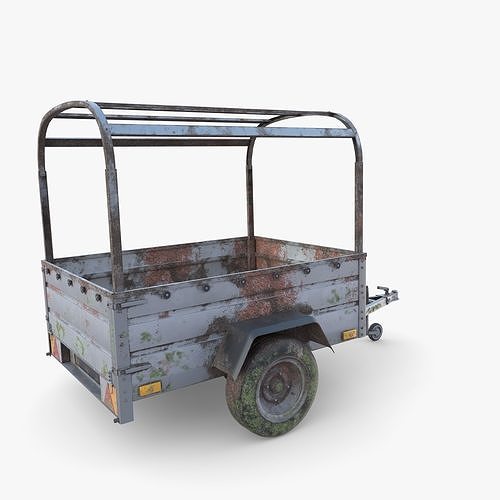 Cargo Trailer v2 weathered Low-poly 3D model 6