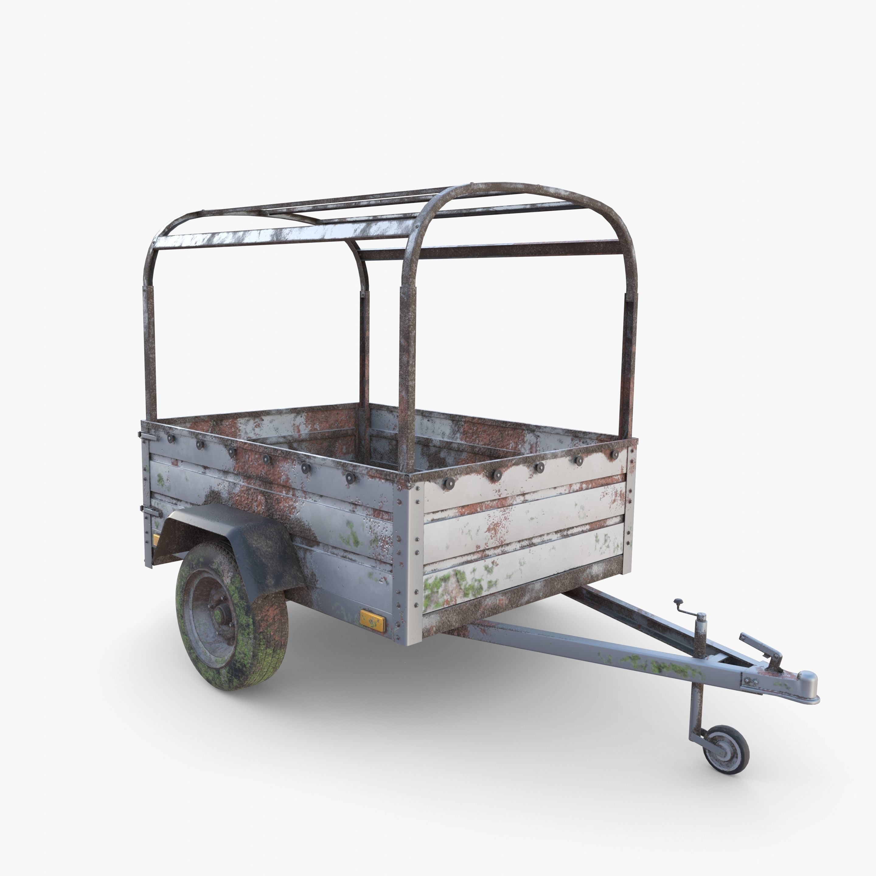 Cargo Trailer v2 weathered Low-poly 3D model_8