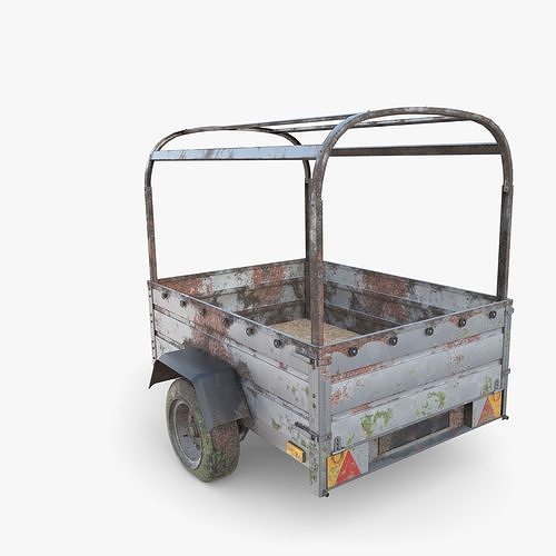 Cargo Trailer v2 weathered Low-poly 3D model 4