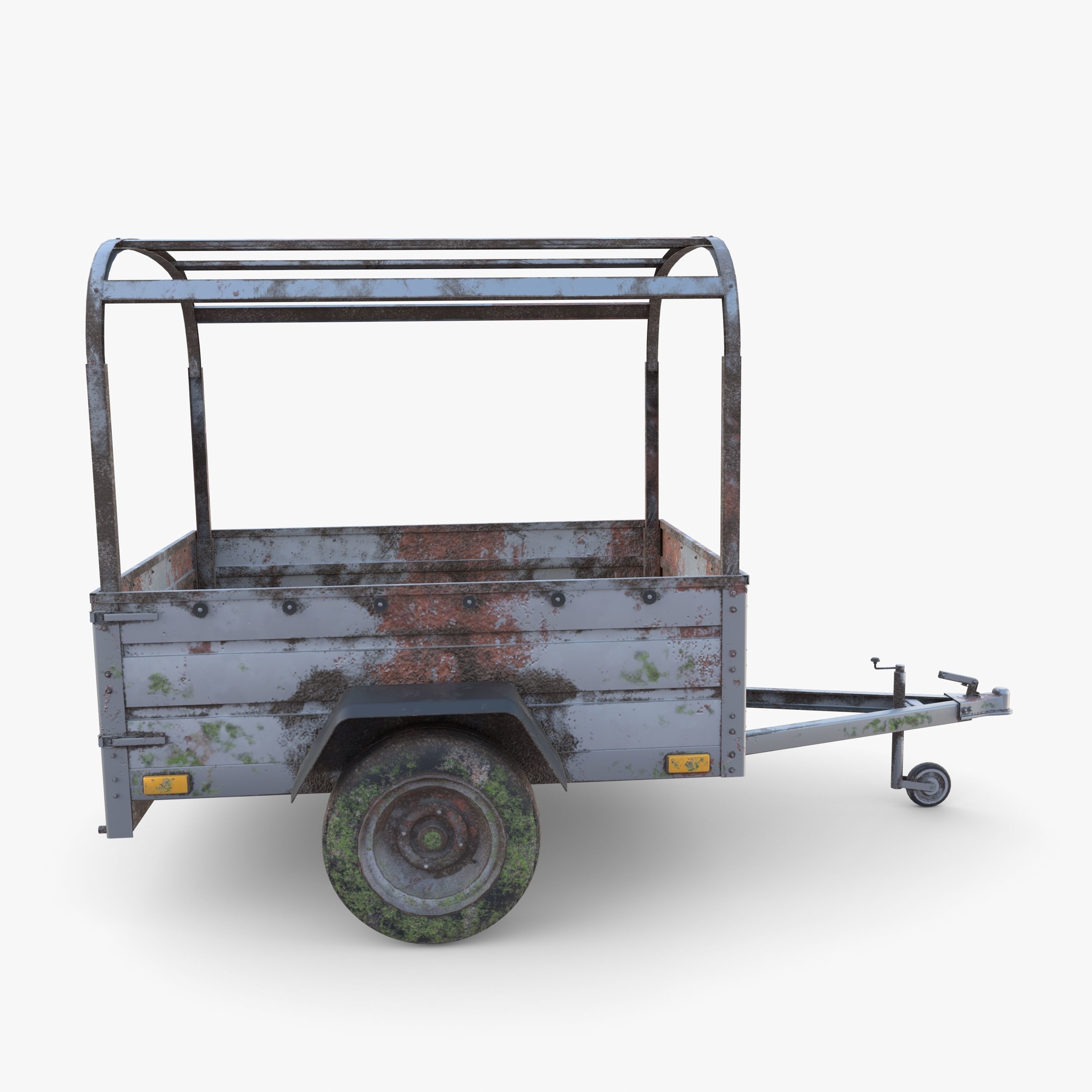 Cargo Trailer v2 weathered Low-poly 3D model_6