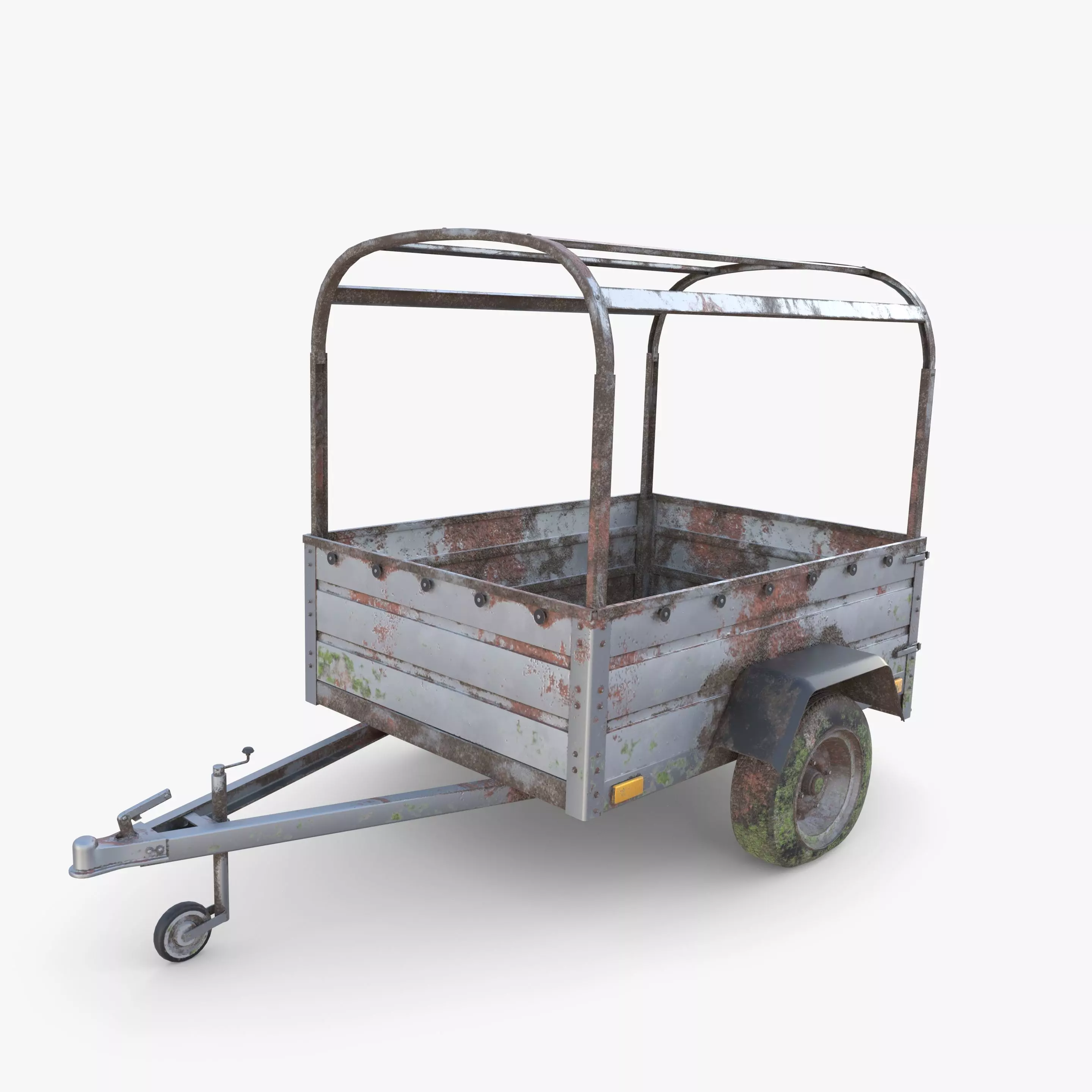 Cargo Trailer v2 weathered Low-poly 3D model_0