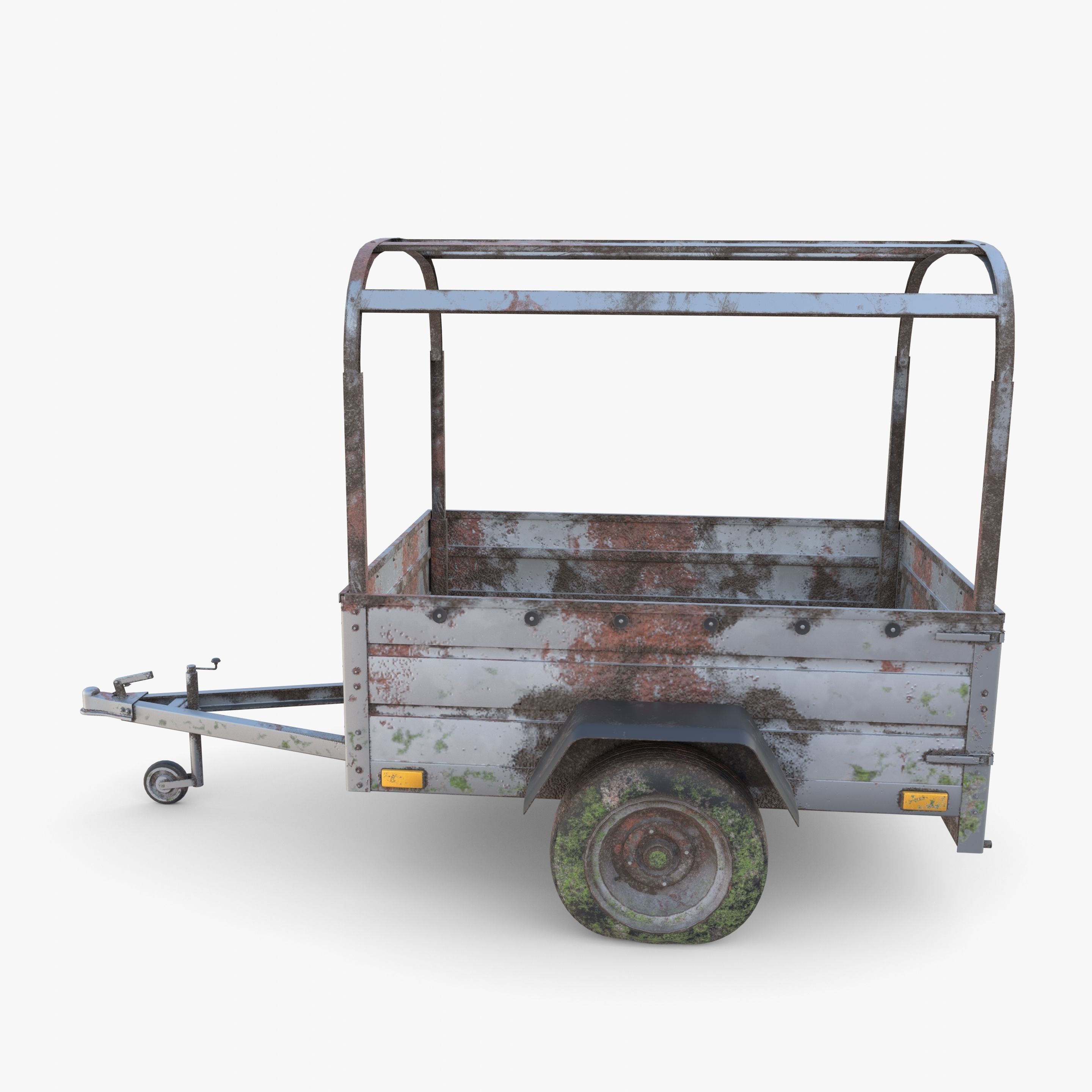 Cargo Trailer v2 weathered Low-poly 3D model_2