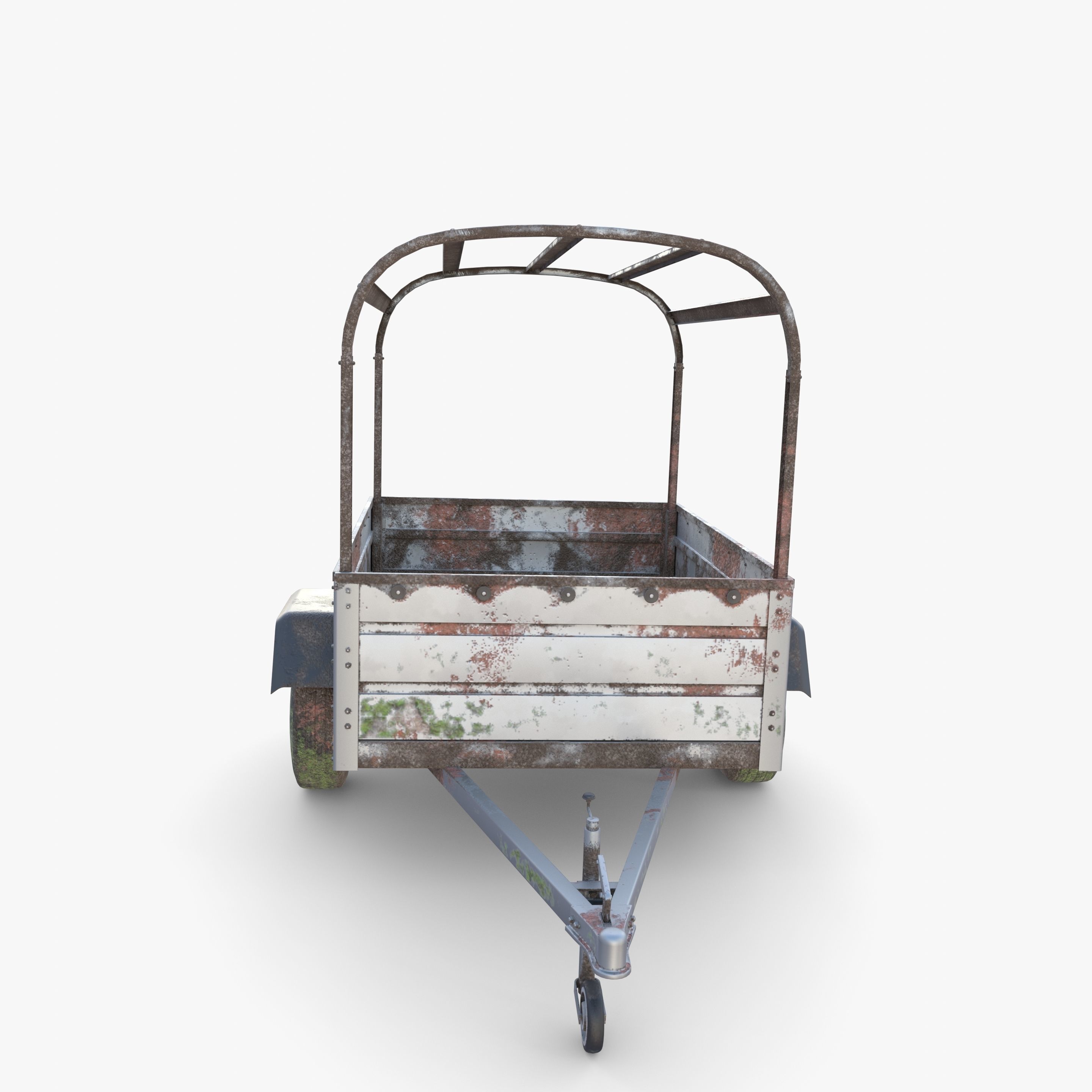 Cargo Trailer v2 weathered Low-poly 3D model_9