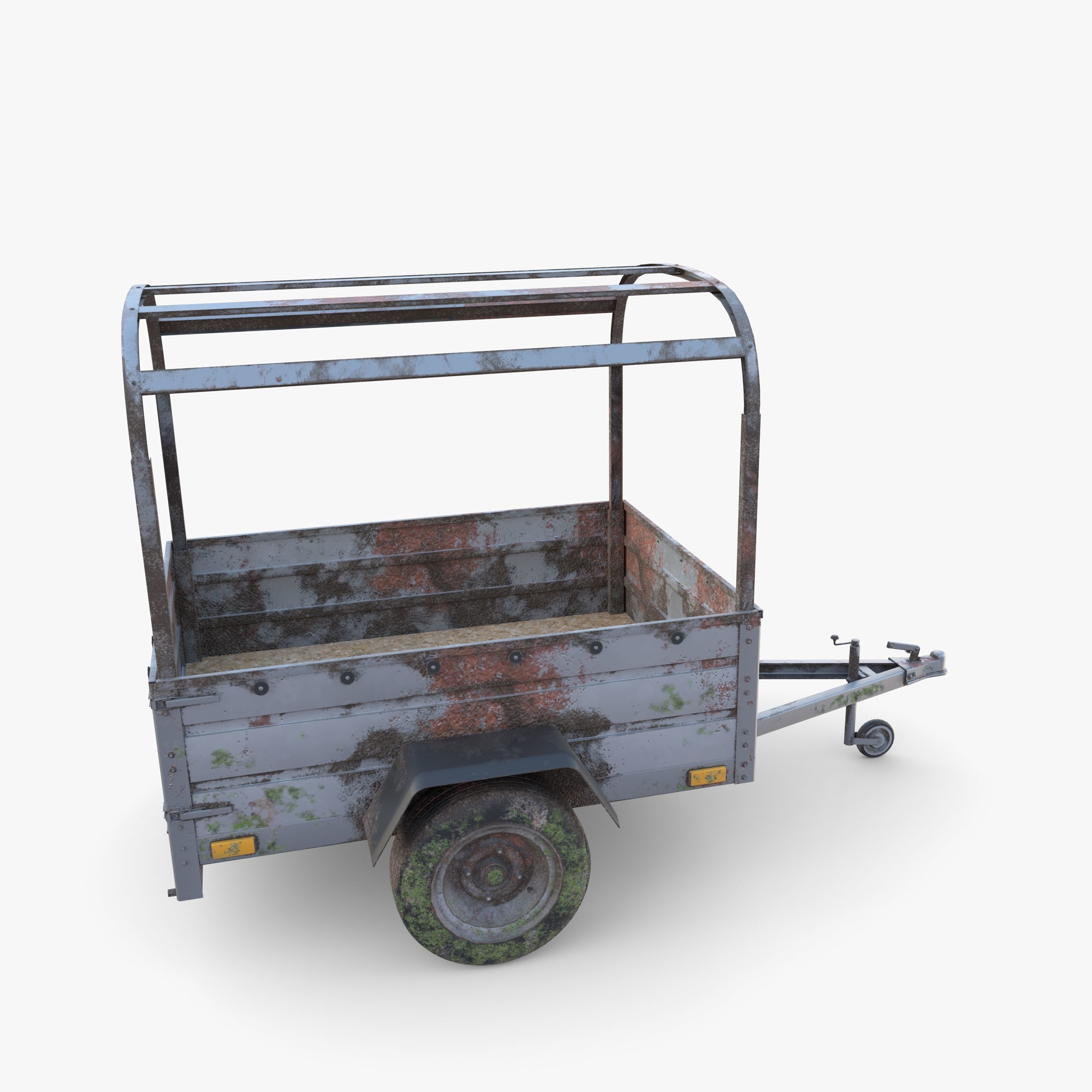 Cargo Trailer v2 weathered Low-poly 3D model_16