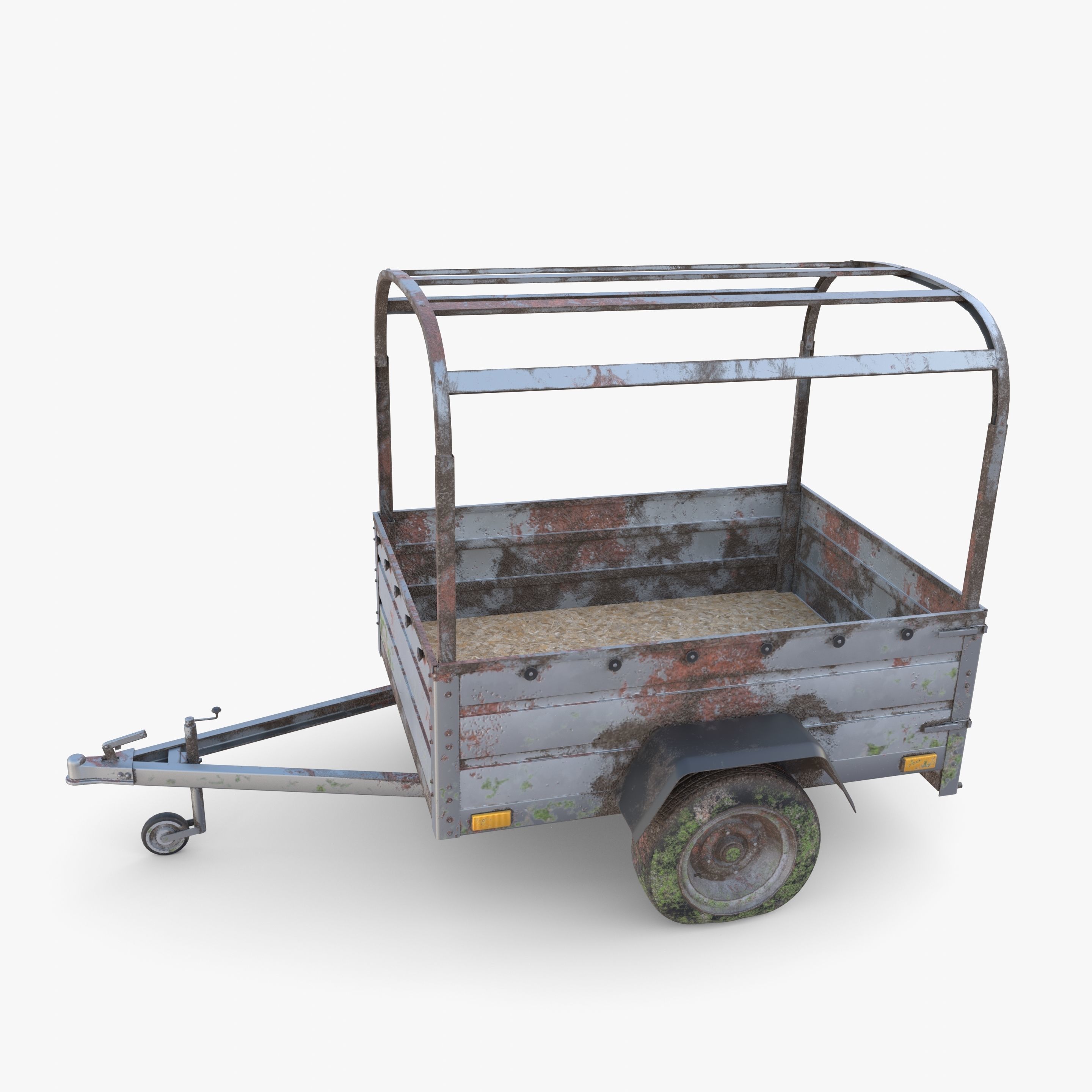 Cargo Trailer v2 weathered Low-poly 3D model_11