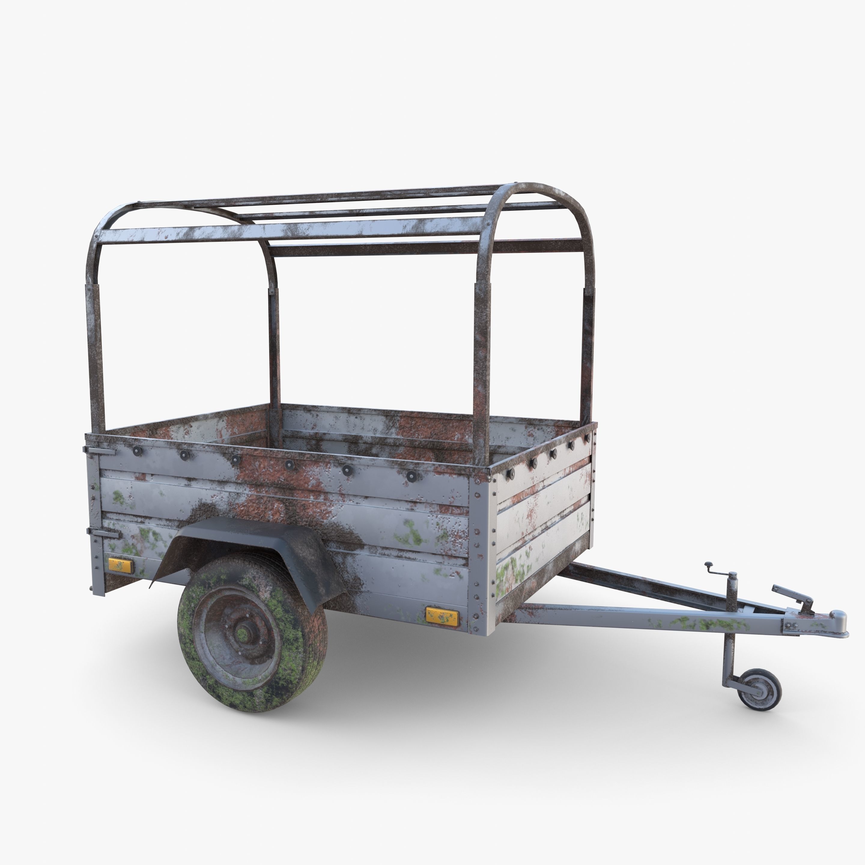 Cargo Trailer v2 weathered Low-poly 3D model_7