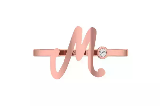 Open End M Alphabet Ring 3dm STL OBJ FBX Render Details