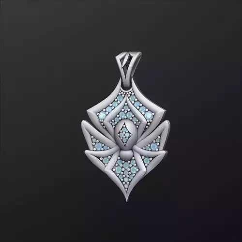 Minimalistic Spider With Gems Pendant 
