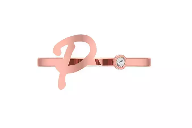 Open End P Alphabet Ring 3dm STL OBJ FBX Render Details