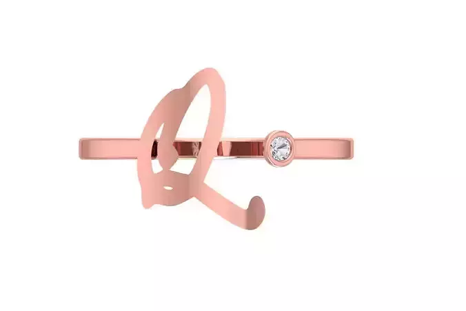 Open End Q Alphabet Ring 3dm STL OBJ FBX Render Details