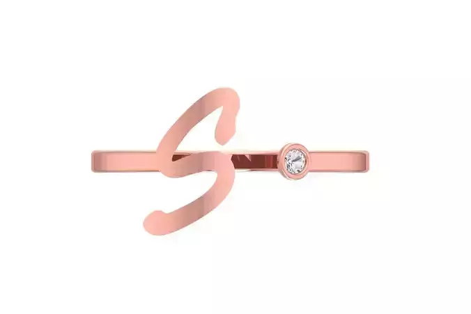 Open End S Alphabet Ring 3dm STL OBJ FBX Render Details