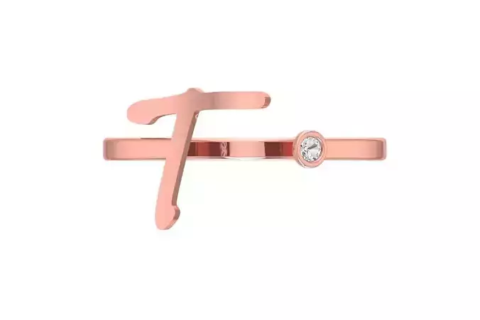 Open End T Alphabet Ring 3dm STL OBJ FBX Render Details