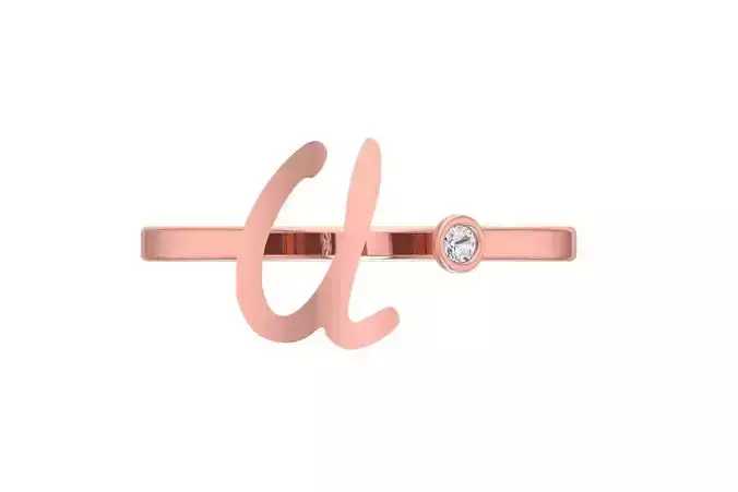 Open End U Alphabet Ring 3dm STL OBJ FBX Render Details