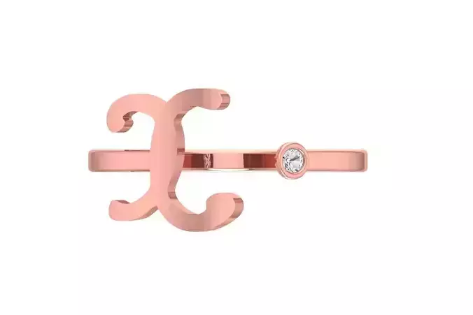 Open End X Alphabet Ring 3dm STL OBJ FBX Render Details