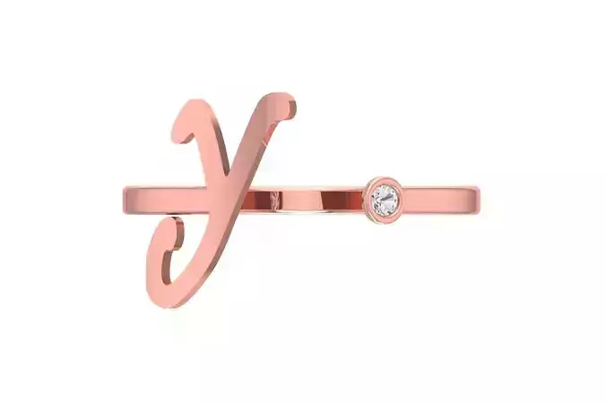 Open End Y Alphabet Ring 3dm STL OBJ FBX Render Details