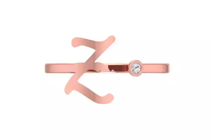 Open End Z Alphabet Ring 3dm STL OBJ FBX Render Details