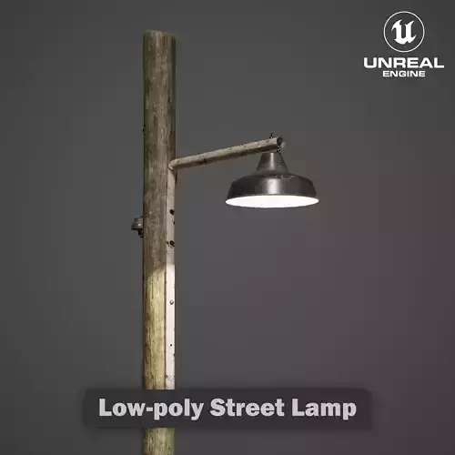 Wood Street Light Pole - Low-Poly 3D model