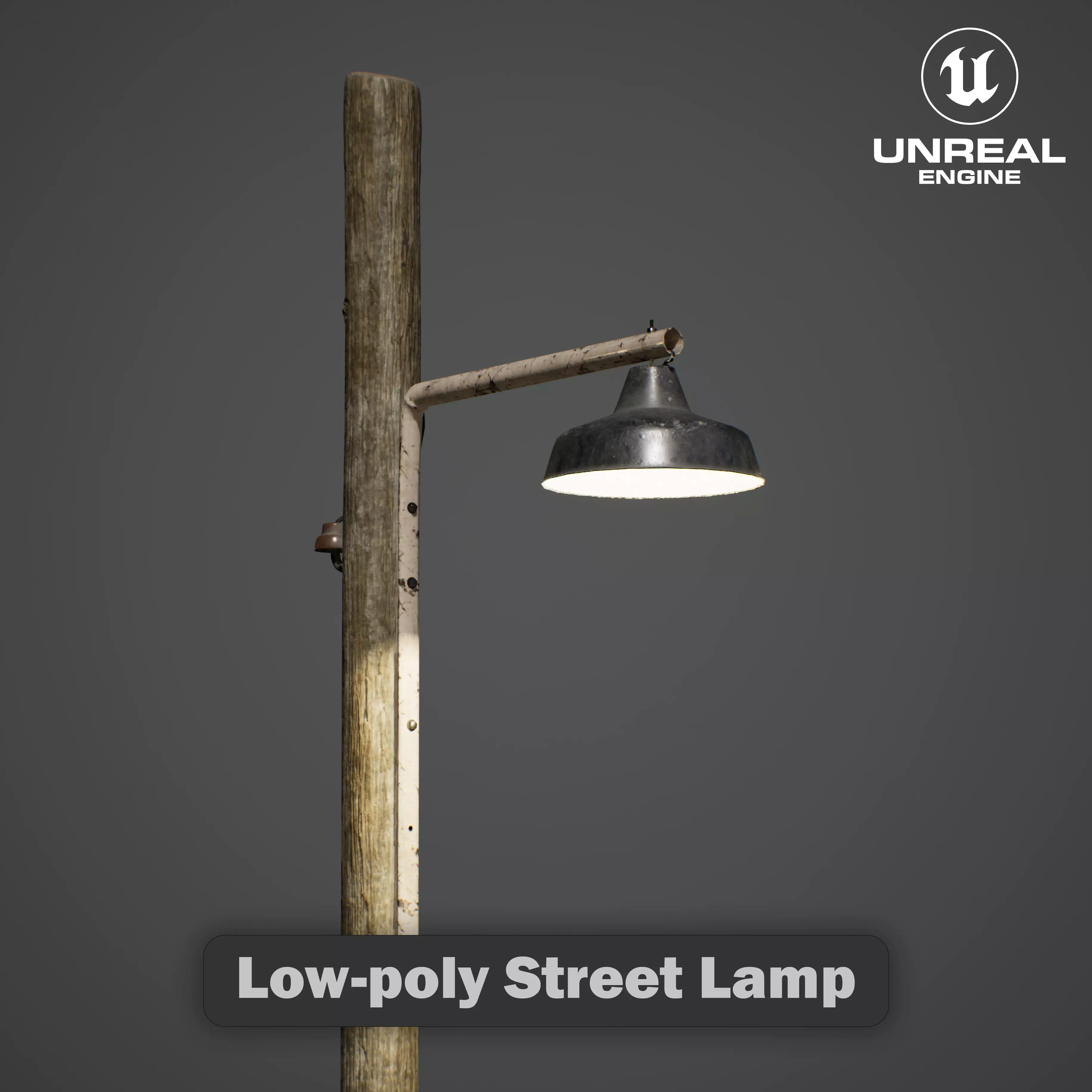 Wood Street Light Pole - Low-Poly 3D model Low-poly 3D model