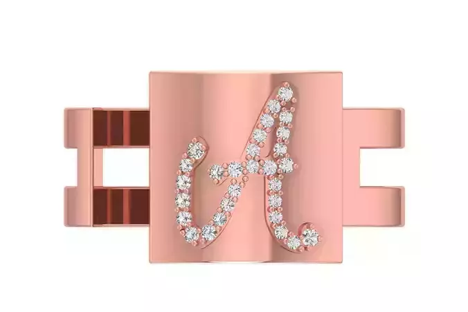 A Alphabet Mens Ring 3dm STL OBJ FBX Render Details 3D print model