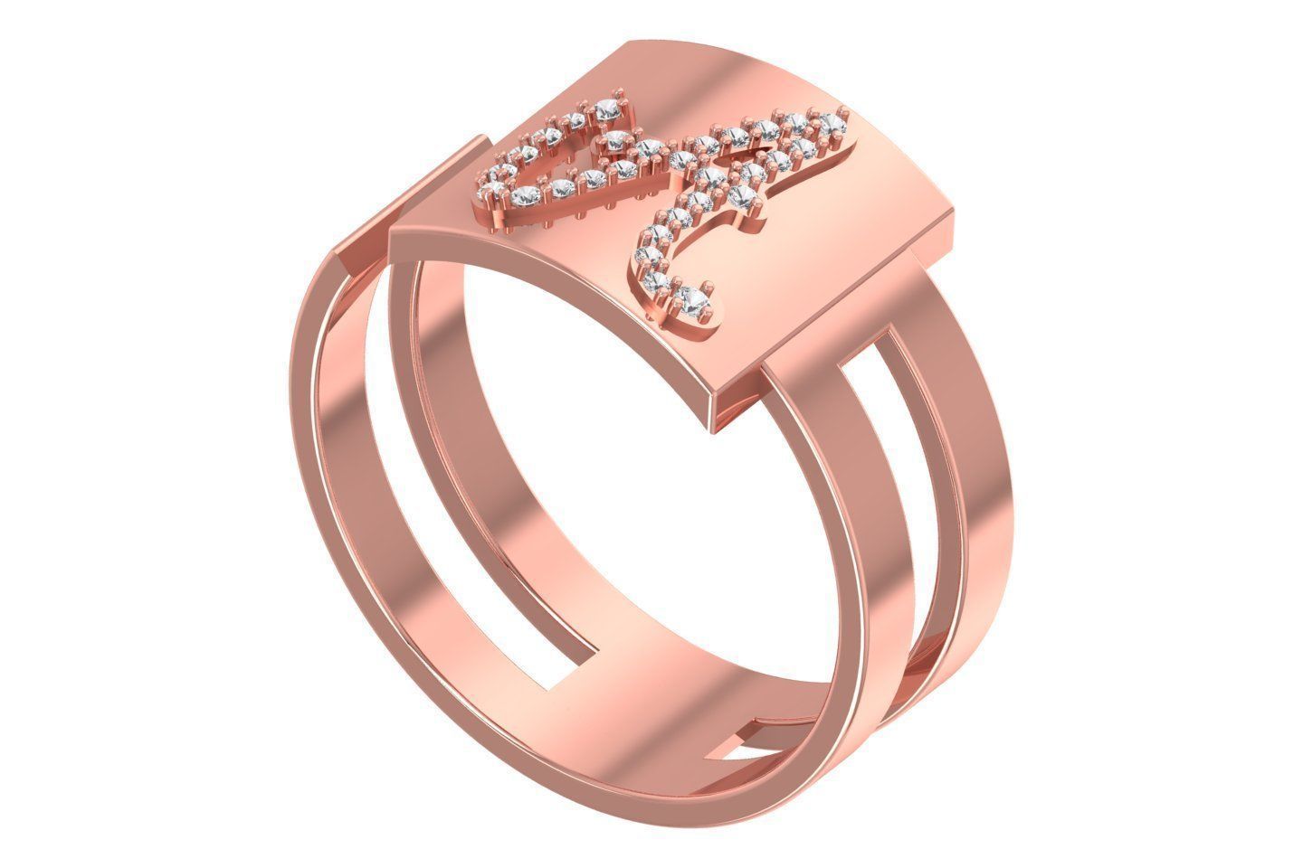 A Alphabet Mens Ring 3dm STL OBJ FBX Render Details 3D print model_1