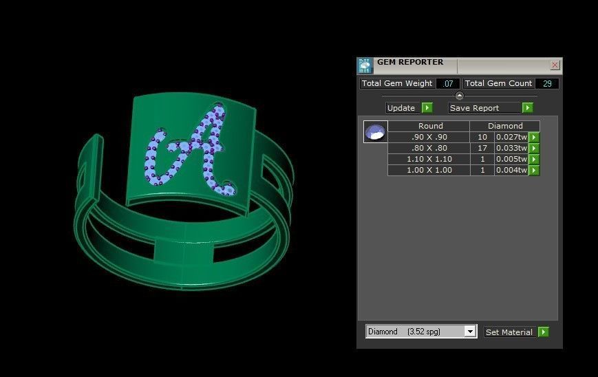 A Alphabet Mens Ring 3dm STL OBJ FBX Render Details 3D print model_3