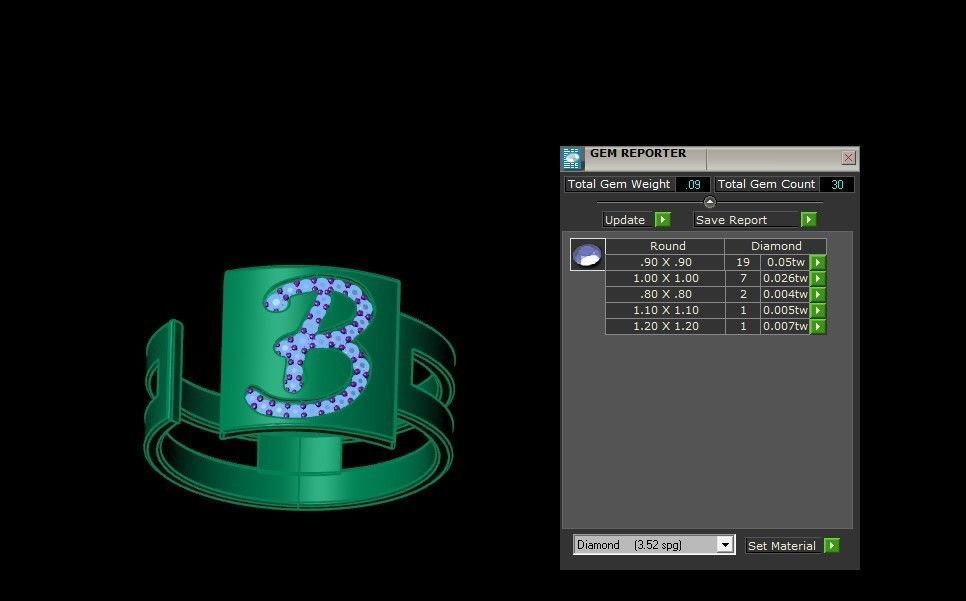 B Alphabet Mens Ring 3dm STL OBJ FBX Render Details 3D print model_3