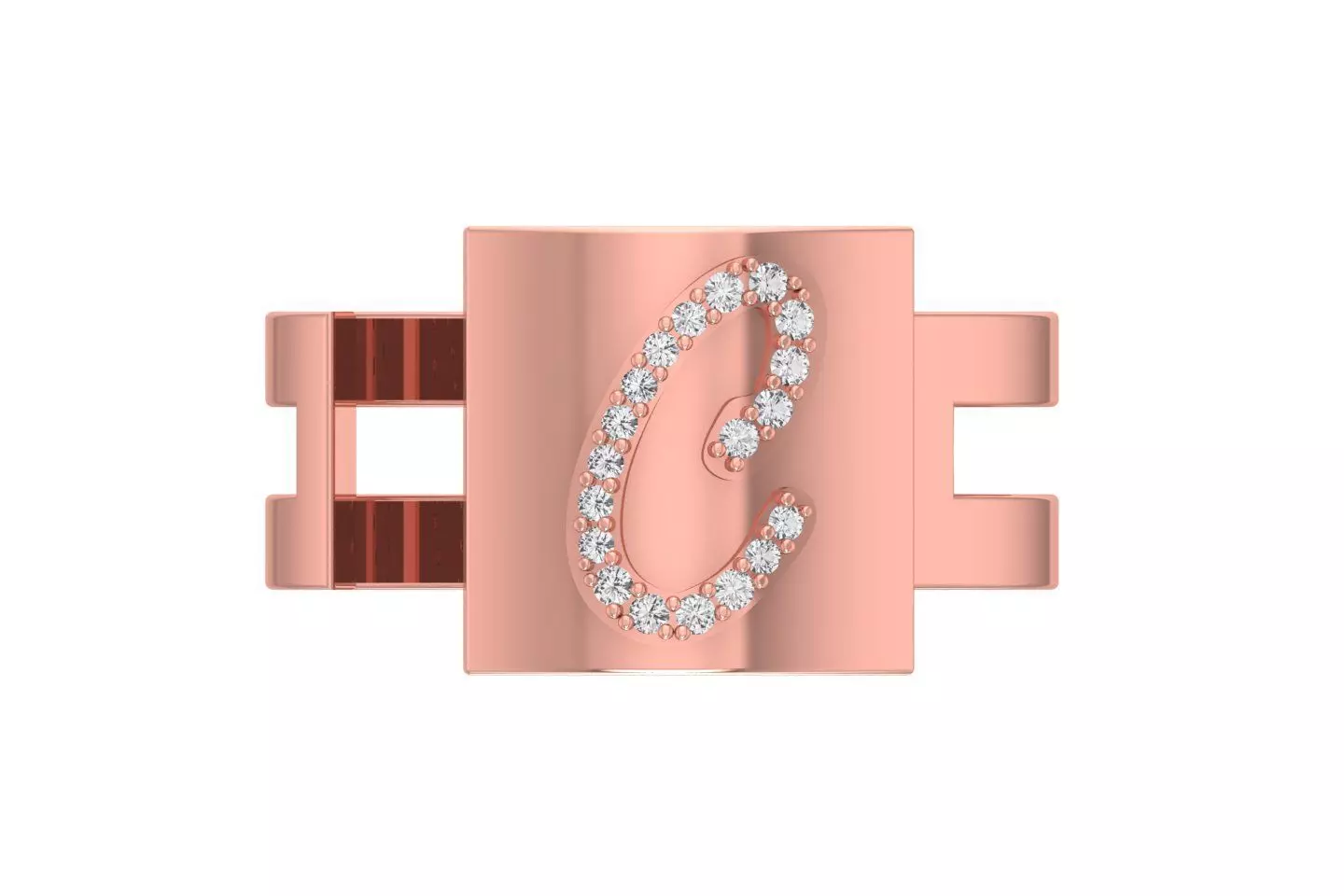 C Alphabet Mens Ring 3dm STL OBJ FBX Render Details 3D print model_0