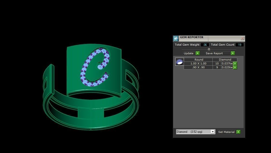 C Alphabet Mens Ring 3dm STL OBJ FBX Render Details 3D print model_3