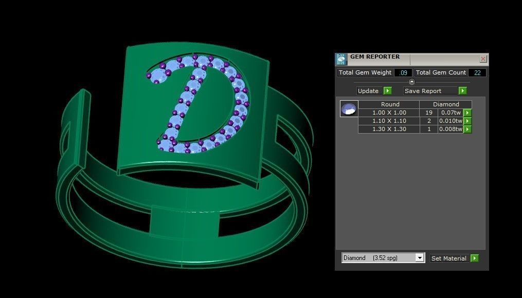 D Alphabet Mens Ring 3dm STL OBJ FBX Render Details 3D print model_3