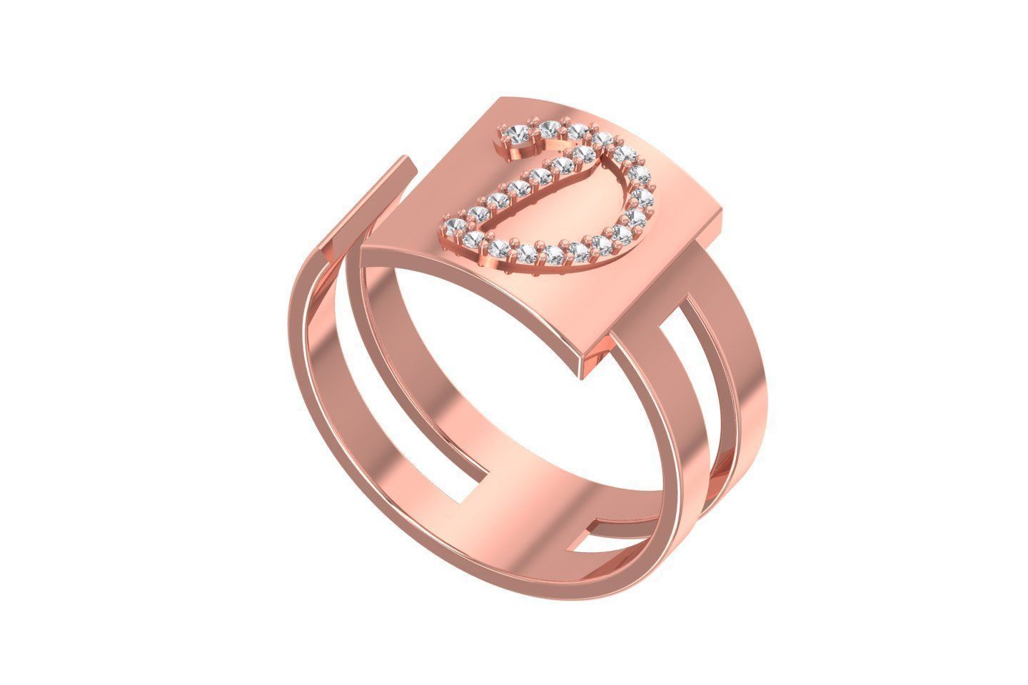 D Alphabet Mens Ring 3dm STL OBJ FBX Render Details 3D print model_1