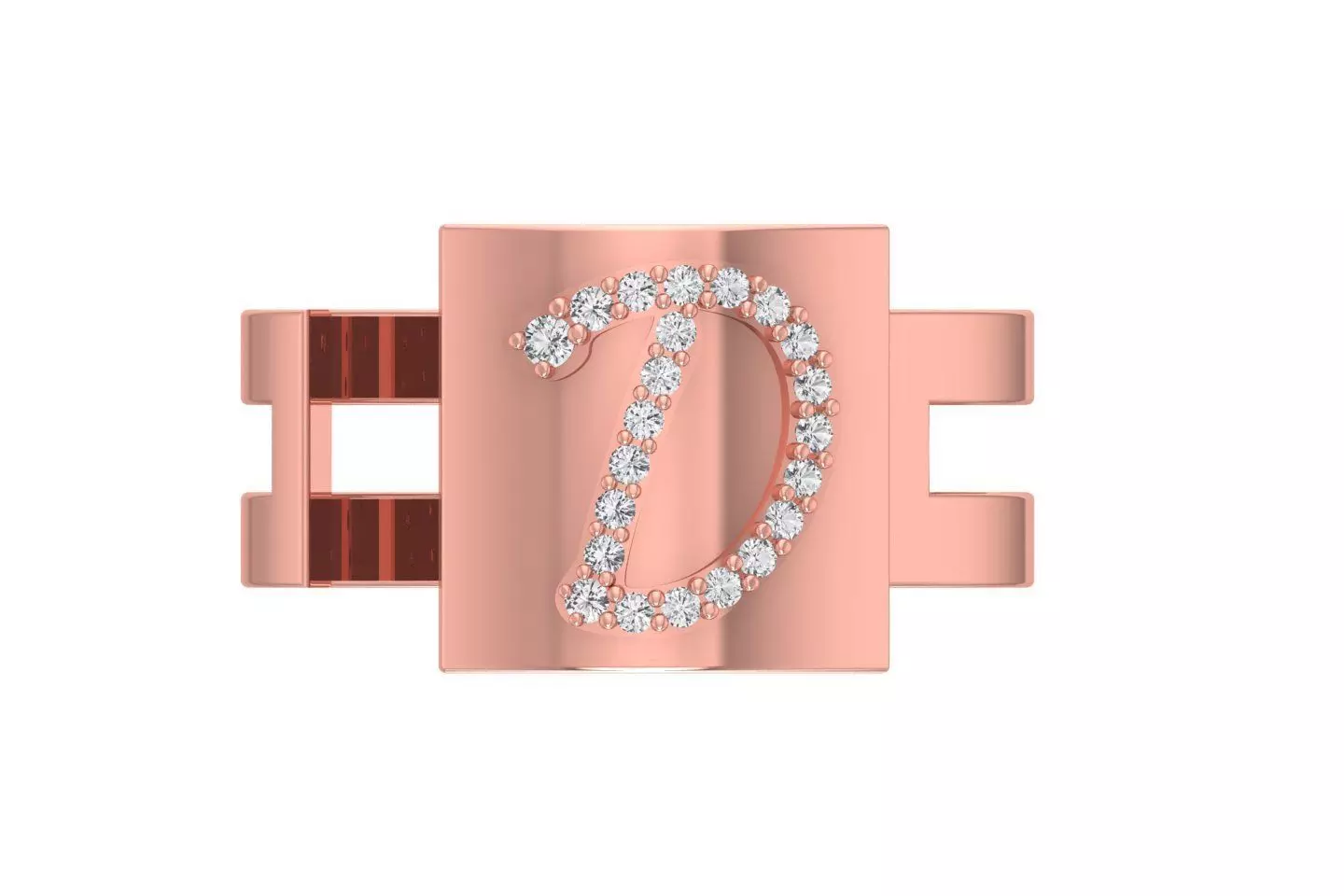 D Alphabet Mens Ring 3dm STL OBJ FBX Render Details 3D print model_0